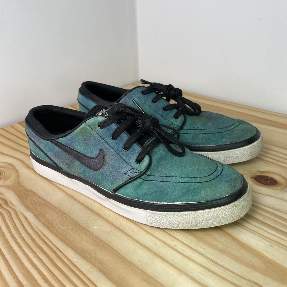 Nike Zoom Tie-Dye Skateboarding Shoes Blue Green Black Size 10 Skate Sk8 Canvas